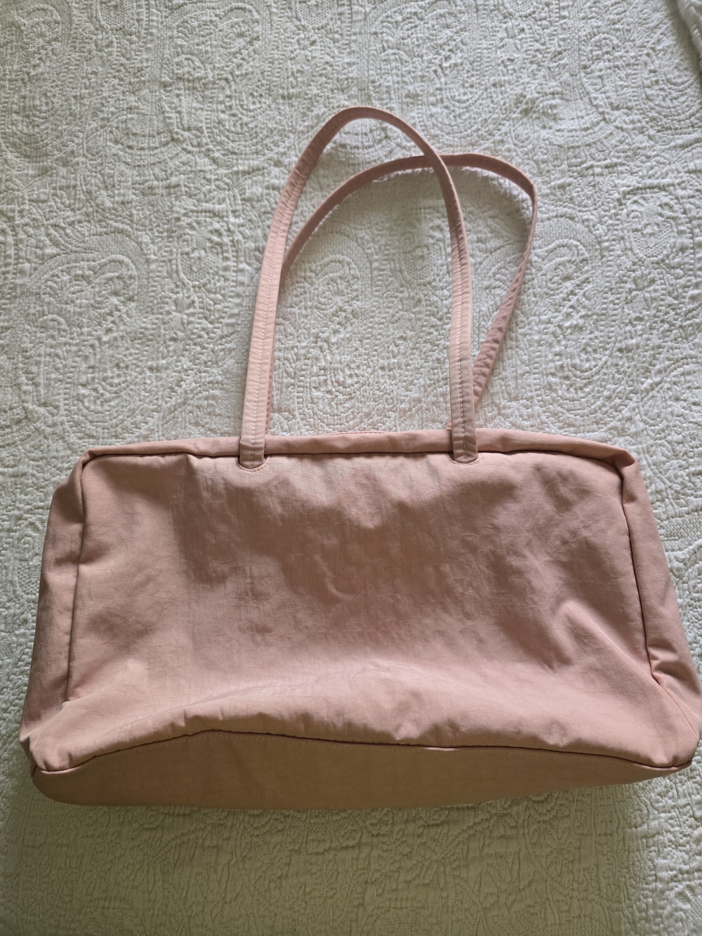 Baggu Rose Tan Medium Bowler Bag With Charm And Key Clips